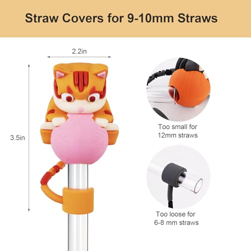 2 PC Cute Cat Straw Toppers, Straw Covers Cap For Stanley Cup 30 40 Oz, Funny Tumbler Stanley Cup Accessories Set