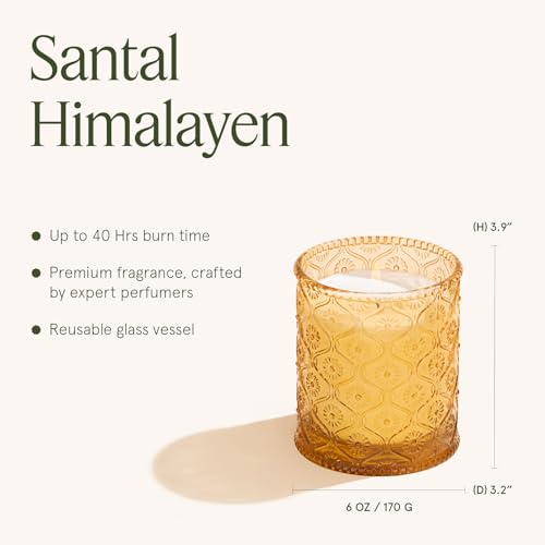 LA JOLIE MUSE Amber and Sandalwood Scented Candle | Santal Himalayen Candle | 6oz Luxury Soy Candle | Clean Burn & Long-La...
