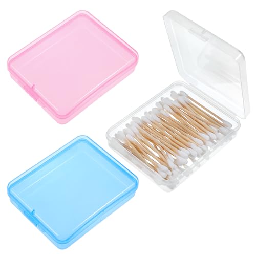 Portable Travel Cotton Pad Holder 3 Pcs Travel Qtips Case Cotton Pad Holder Travel Dispenser Cosmetic Sponge Storage Box C...