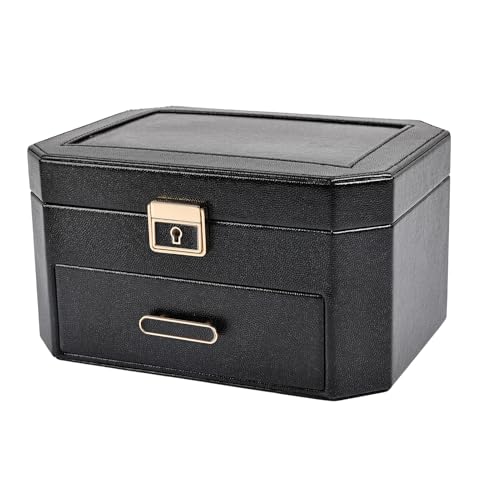 Greenfeather Jewelry Organizer Box for Women, Decorative Storage Box with Lid,Jewelry Box with Lock and Key,2 Tier Jewelry...