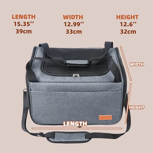 AIWIKIDE Lightweight Waterproof Cat Carrier - Foldable Design w/Full Cover for Security, Includes Collapsible Bowl, Grey