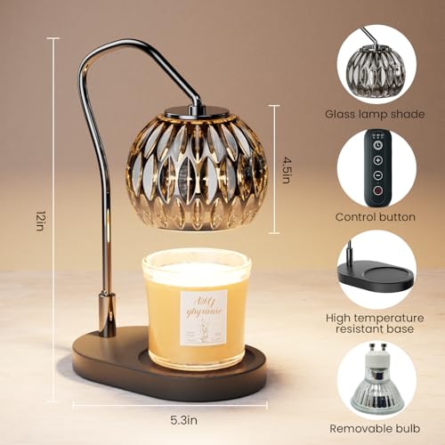 WYghyronic Candle Warmer Lamp with Timer & 4-Level Dimmer, Electric Wax Warmer for Jar Candles, Black Home Decor with 2 Bu...