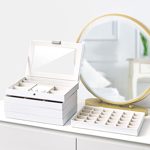 ProCase 5 Layers Stackable Jewelry Tray Box, Stackers Jewelry Trays for Dresser Drawer Storage, Jewelry Organizer Case wit...