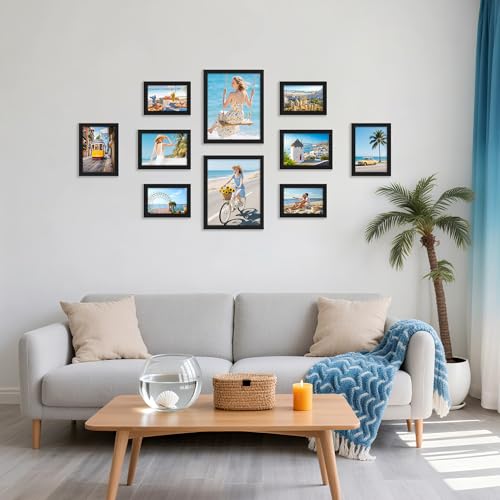decorUhome Picture Frames Collage Wall Decor for Photo Gallery Display, Assorted Picture Frames set of 10 Including Two 8x...