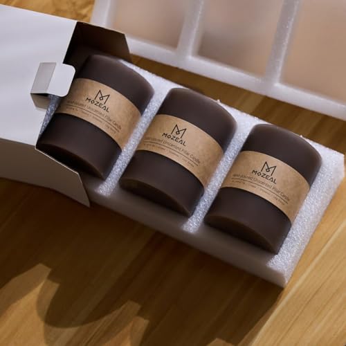 MOZEAL 3" x 4" Hand-Poured Unscented Candle, Dripless Pillar Candle Set of 3, Long Clean Burning, Approx 72 Hours Burn Tim...