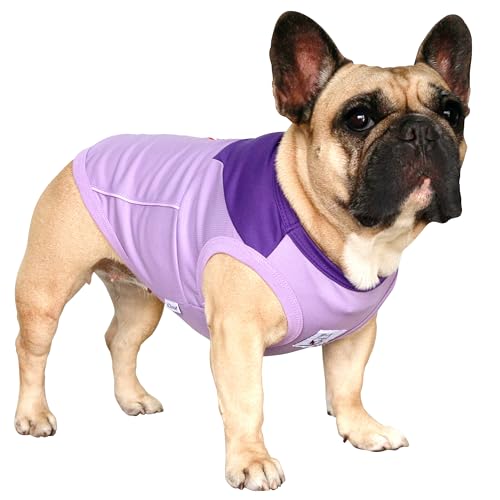 iChoue French Bulldog Summer Cooling Shirt for Dogs UV Sun Protection Vest Sleeveless Breathable Tank Top English Pug Purp...