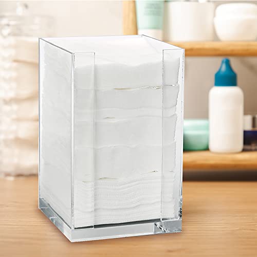 ForPro Square Pad Dispenser - Clear, Acrylic, Open Sides and Top Dispenser - Fits 4” x 4” Cotton Pads - 7” H x 4.25” W x ...