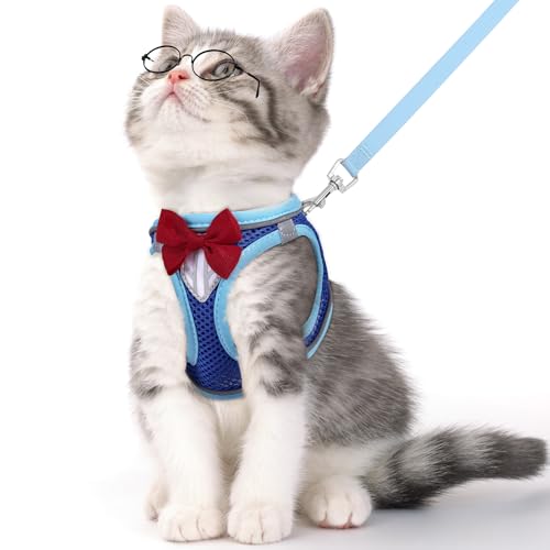 NCMAMA Cat Vest Harness and Leash Set for Walking Escape Proof, Adjustable Kitten Harness Breathable Mesh with Reflective ...