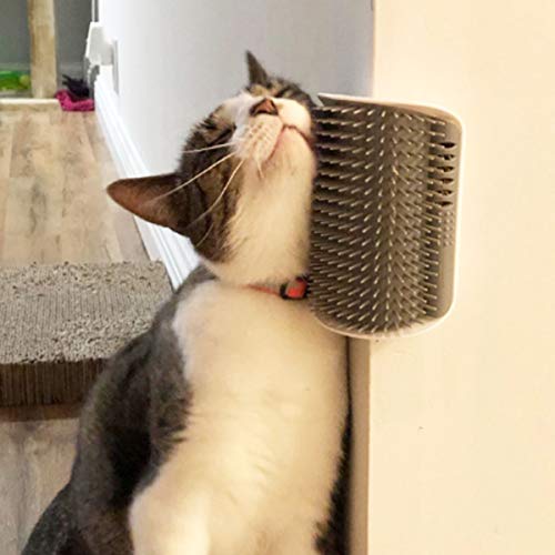 2 Pack Softer Self Groomer with Catnip Wall Corner Massage Comb Scratcher Grooming Brush Tool for Long & Short Fur Kitten ...