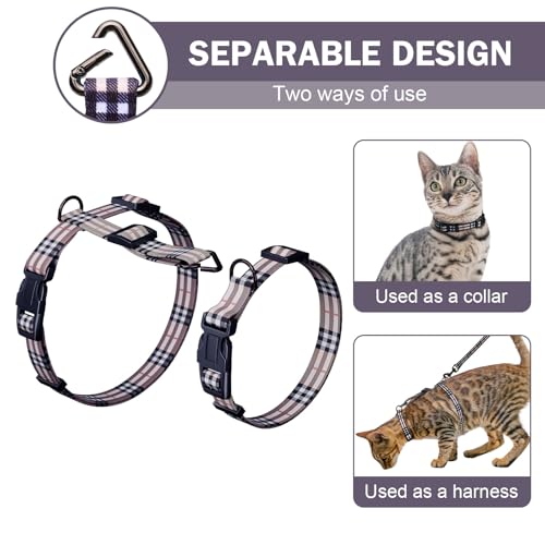 Hikiko Cat Harness and Leash Set Escape Proof Adjustable Walking Travel Soft Kitten Harness for Small Medium Large Cats (K...