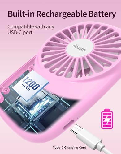 Aluan Handheld Mini Fan Powerful Small Personal Portable Speed Adjustable USB Rechargeable Eyelash Fan for Kids Girls Boys...