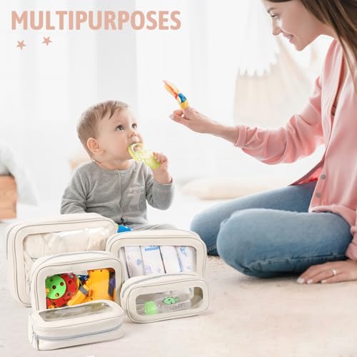 YOPCDJ 5PCS Diaper Bag Organizer Pouch Set, TSA Approved Toiletry Bag，Clear Waterproof TPU Makeup Bag Set Travel Organizer...