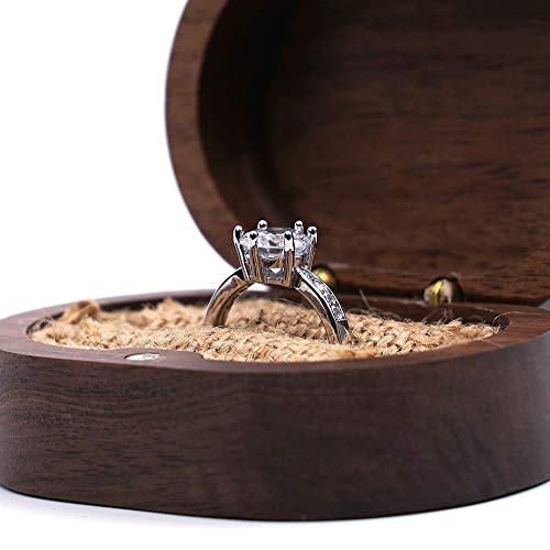 molchagar Ring Box for Wedding Ceremony, 2 Slots Ring Box, It Was Always You Commitment of Love Engraved Wooden Ring Holde...