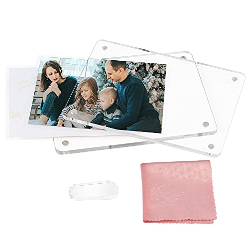 ECOSEAO 5x7 Minimalist Picture Frame Acrylic Glass Photo Frame with Desktop Display Horizontally or Vertically
