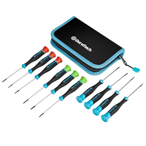 DURATECH Precision Screwdriver Set, 10 PCS Magnetic Small Screwdriver Set with Pouch, Phillips, Slotted, and Torx Star, C...