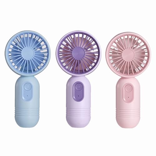 Mini Portable Fan 3 Pack, Cute Handheld Battery Operated Lightweight Small Personal Fan with 3 Speeds and USB Rechargeable...