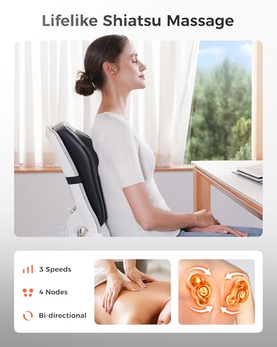 Boriwat Back Massager with Heat, 3D Kneading Massage Pillow for Back, Neck, Shoulder, Leg Pain Relief Deep Tissue, Gifts f...