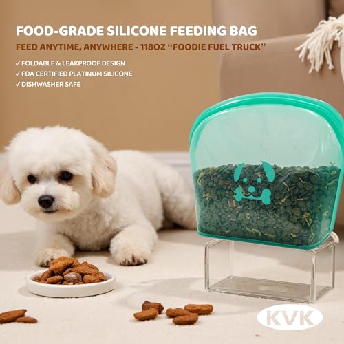 KVK Extra Extra Large Silicone Dog Food Mat 39.4×43.3in and 128oz Silicone Bag Set, Super Size Waterproof Pet Feeding Mat...