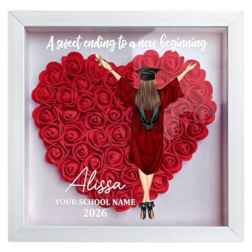 A Sweet Ending to A New Beginning Personalized Flower Shadow Box, Congratulation Graduate A Sweet Ending - Personalized Fl...