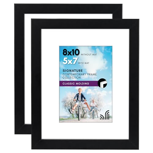 Americanflat 8x10 Picture Frame with Shatter-Resistant Glass - Set of 2 - Use as 5x7 Frame with Mat or Display 8x10 Photo ...