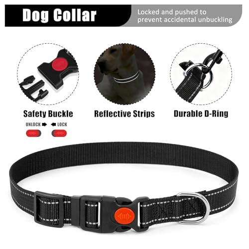 YXFDOYT No Pull Dog Harness Adjustable Collar & Leash Set - Dog Halter Harnesses Collapsible Bowls & Poop Bag Dispenser Mu...