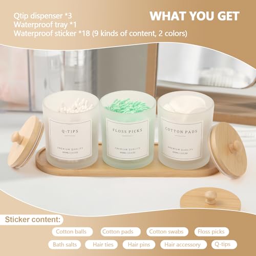 3 Pack Qtip Holder - Bathroom Organizers and Storage, Cotton Round Holder Cotton Swab Dispenser Cotton Ball Holder with Tr...
