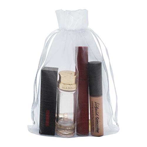 HRX Package White Organza Gift Bags 5x7 inch 100pcs, Mesh Jewelry Pouches Drawstring Bags Empty Sachet for Christmas Candy...