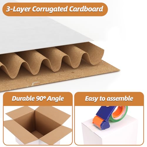 Serwrsw 8x6x6 inch Shipping Boxes White Set of 30, Inner Size 7.9x5.9x5.9 inch Corrugated Cardboard Boxes for Packaging Sm...