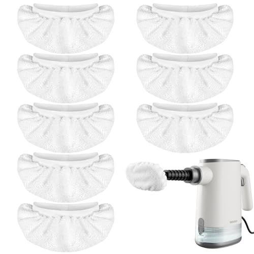 TEEVOGO 8 Pack Universal Microfiber Cloths for Handheld Steam Cleaner, Double-Layered Reusable & Washable Pads, Compatible...