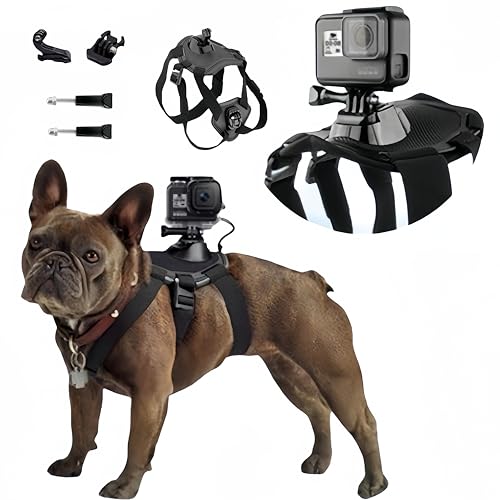 Dog Harness for Gopro, with 2 Mouting Base,Soft Adjustable for Small Medium and Large Dogs for Gopro 12 11 10 9 8 7 6 5 4 ...