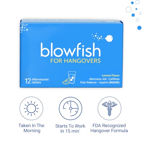Blowfish for Hangovers - Fast Hangover Relief in 15 Minutes | FDA-Recognized Formulation | Headache Relief, Energy, and Hy...