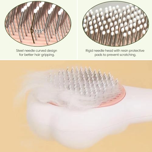 Self-Cleaning Cat Brush for Shedding with Cat Nail Clipper 2-Piece Set for Pets That Shed a Lot or Have Overgrown Nails,In...
