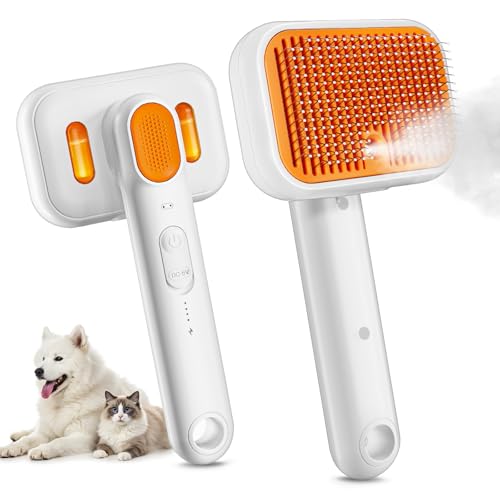 Dog Brush for Shedding & Cat Brush for Indoor Cats: 3-in-1 Cool Mist Spray Groomer – Self-Cleaning & Waterproof – Effortle...