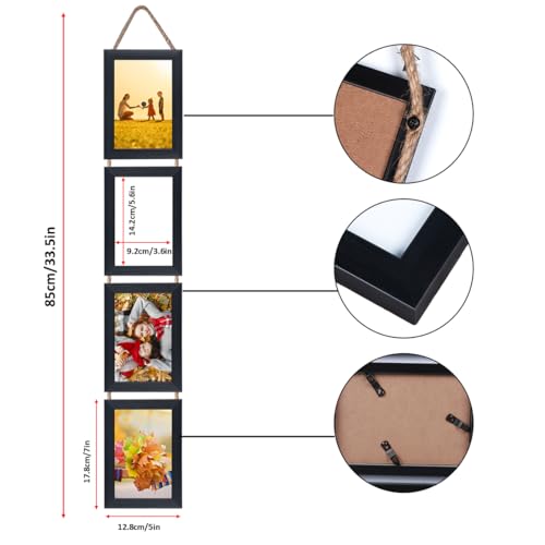 Lavezee 4x6 Collage Picture Frames for Wall Mount Set of 2, 8 Opening Vertical Frame Made to Display 4 by 6 Inch Photo for...