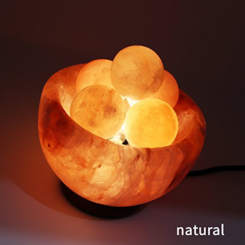 UMAID Himalayan Salt Lamp Bowl with 6 Massage Balls – Dimmable Natural Pink Rock Salt Lamp for Relaxation, Meditation,Yog...