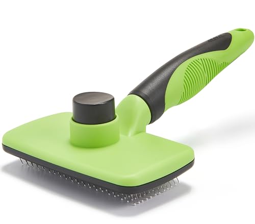 OEFEO Self Cleaning Slicker Brush for Dogs& Cats, Skin Friendly Grooming Brush for Shedding Long&Short Haired Dogs& Cats, ...