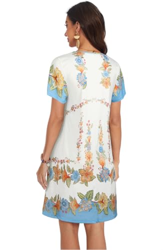 My Sky Summer Dresses for Women 2026 Casual Short Sleeves Tshirt Flowy Beach Plus Size Sundress with Pockets