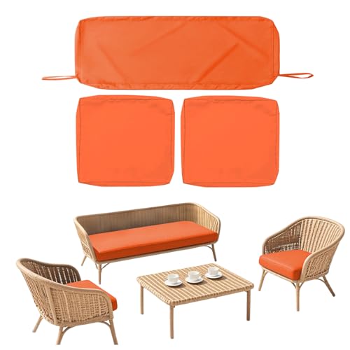 SK Studio 3Pcs Outdoor Cushion Covers Waterproof Patio Furniture Seat Cushions Replacement Covers for 4-Seater Wicker Ratt...