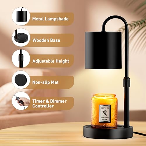 Briever Dimmable Candle Warmer Lamp with Timer, Height Adjustable Electric Candle Wax Warmer, Christmas Birthday Gifts for...