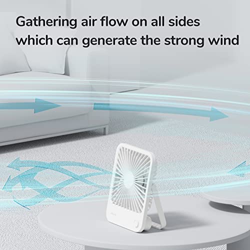 JISULIFE Desk Fan Battery Rechargeable, 4500mAh 180°Foldable Portable Personal Fan, 4 Speeds Adjustable Long Battery-life ...