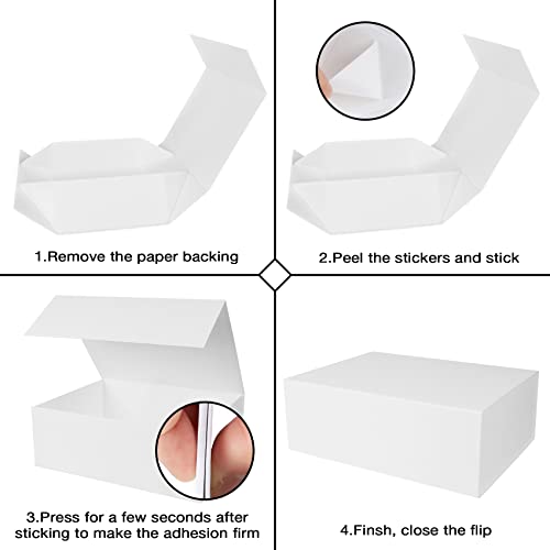 Aimyoo White Collapsible Gift Box with Magnetic Closure Lids 13.8x9x4.3 in, Large Bridesmaid Groomsman Proposal Boxes, Rec...
