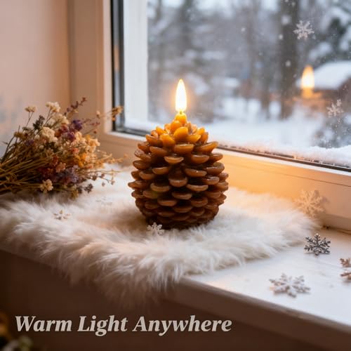 xin ming Flameless Candles, Battery Operated LED Candles with Timer, Dimmable Warm White Flickering Light, Ideal for Rusti...