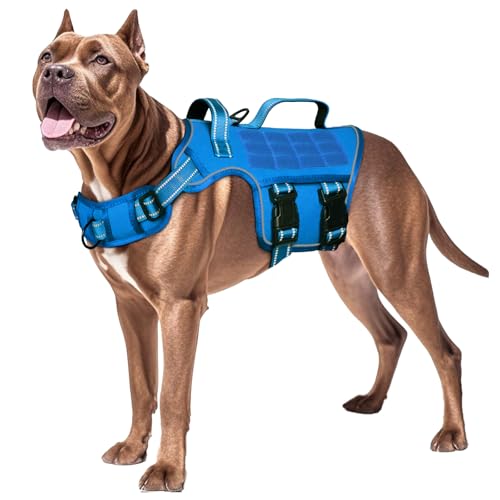 Dog Harness for Large Dogs Heavy Duty, No Pull Tactical Dog Harness with Molle System, Easy On and Off Service Dog Vest, B...