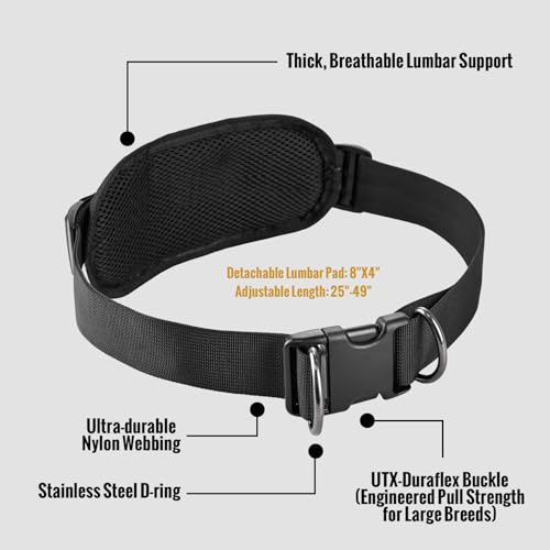 OneTigris Hands Free Dog Leash, Waist Leash for Dog Walking with Detachable Chest Bag, Thickened Mesh Lumbar Support and D...