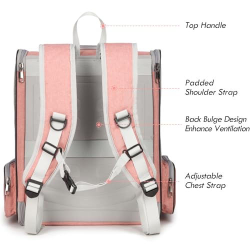 Cat Backpack Carrier, Large Pet Backpack with Kitten Wand Feather Toy for Medium Small Dog Cat Puppy Kitty Bunny up to 15l...