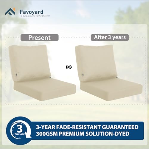 Favoyard Deep Seat Patio Cushions 22 × 22 inch Rainproof & Fadeness Furniture Cushion Set for Outdoor Chair Couch with Pol...