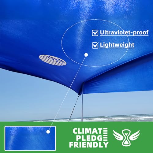 UMARDOO Family Beach Tent Canopy Sun Shade Portable 10×10FT, Large Wind Resistance Beach Sun Shelter Easy Setup with Packa...