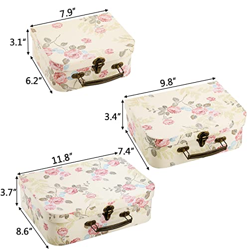 Fasmov 3 Pack Paperboard Suitcases Storage Box Decorative Boxes Storage Gift Boxes With Lids for Photo Storage Home Decora...