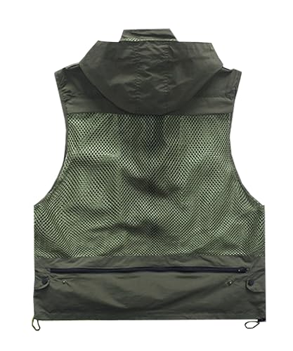 M2C Mens Hooded Mesh Multiple Pockets Traveling Vest