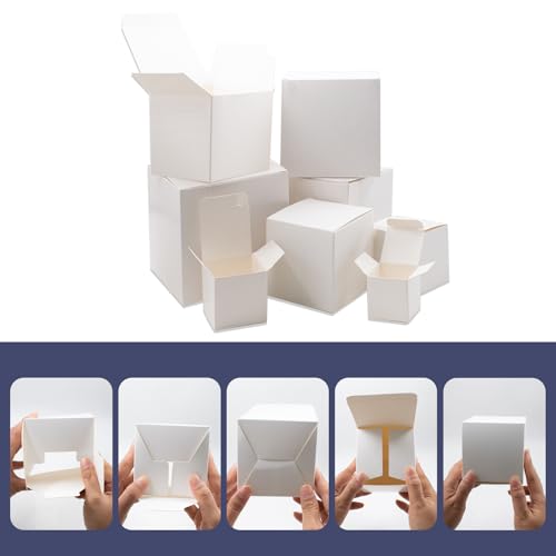 JoyHuaTrade 8 PCS Nesting Gift Boxes Assorted Size (1.2'' -4'') Prank Surprise White Square Box Funny Gag Supplies for Chr...